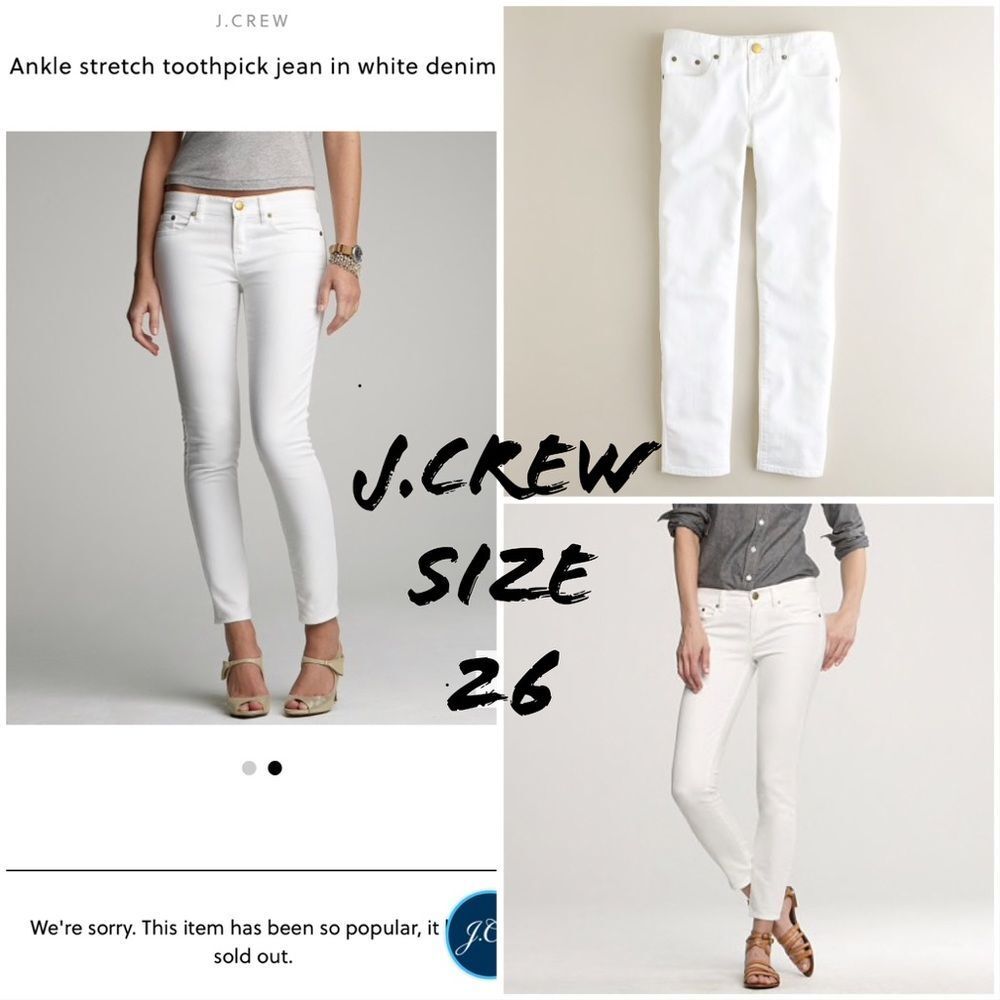 JCREW ankle toothpick jeans White